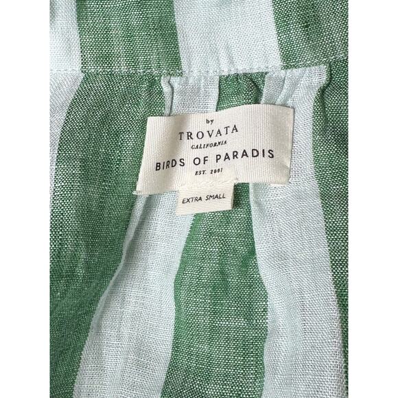 Birds of Paradise Trovata NWT Dylan Green Striped Linen Shirt Jacket XS $428 - Picture 4 of 6